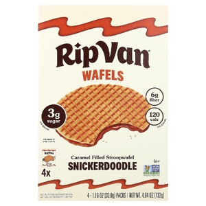 Rip Van Wafels, Snickerdoodle, строопвафель с карамельной начинкой, 4 упаковки по 33 г (1,16 унции)