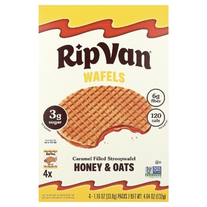 Rip Van Wafels, строопвафель с карамельной начинкой, со вкусом меда и овса, 4 упаковки по 33 г (1,16 унции)