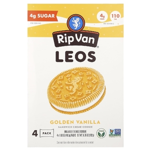 Rip Van Wafels, Leos, печенье с бутербродом, золотистая ваниль, 4 упаковки по 48 г (1,69 унции)
