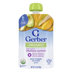 Gerber, органическое пюре, 2nd Foods®, груша, манго, авокадо, 99 г (3,5 унции) (Товар снят с продажи) 