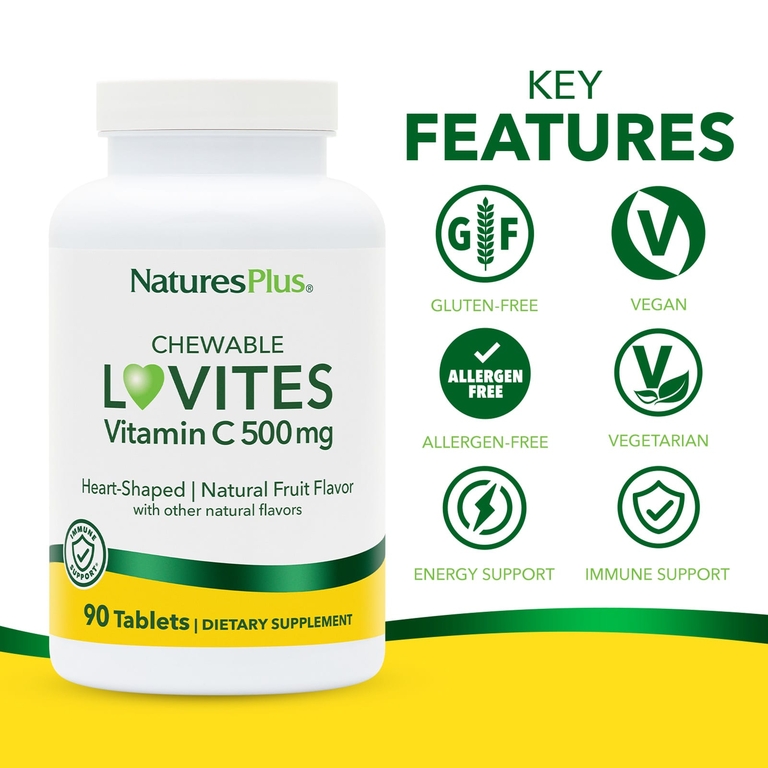 NaturesPlus, Loveites, жевательный витамин C, натуральные фрукты, 90 таблеток (Товар снят с продажи) 