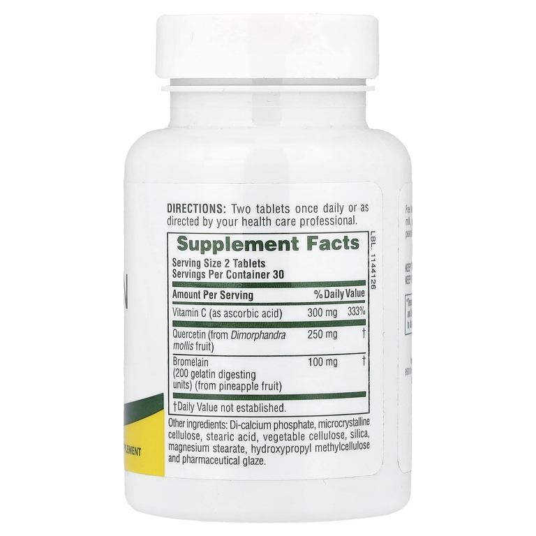 NaturesPlus, Quercetin Plus® с бромелаином и витамином. C, 60 таблеток