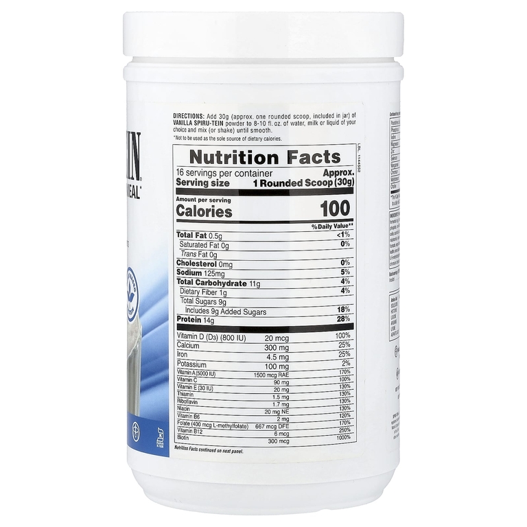 NaturesPlus, Spiru-Tein®, протеиновый порошок, со вкусом ванили, 480 г (1,06 фунта) (Товар снят с продажи) 