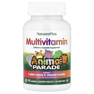 NaturesPlus, Animal Parade®, жевательные мультивитамины для детей, со вкусом вишни, винограда и апельсина, 90 таблеток в форме животных