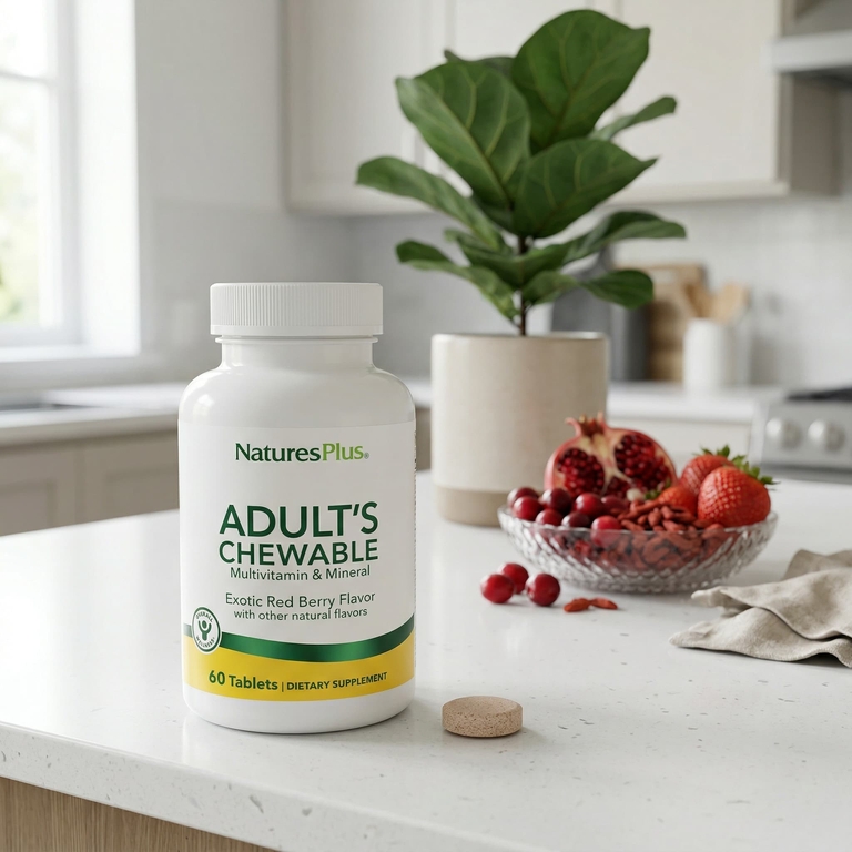 NaturesPlus, жевательные мультивитамины и минералы для взрослых, экзотические красные ягоды, 60 таблеток