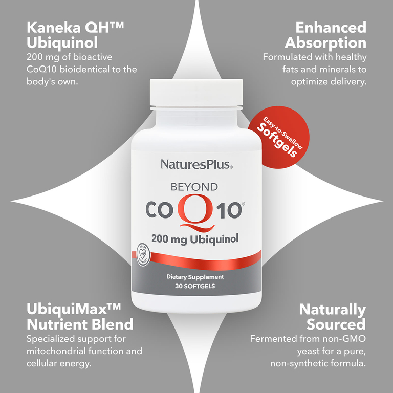 NaturesPlus, убихинол Beyond CoQ10®, 200 мг, 30 капсул