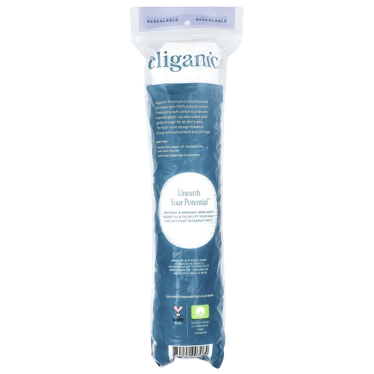 Cliganic, премиальные круги из 100% хлопка, 100 шт.