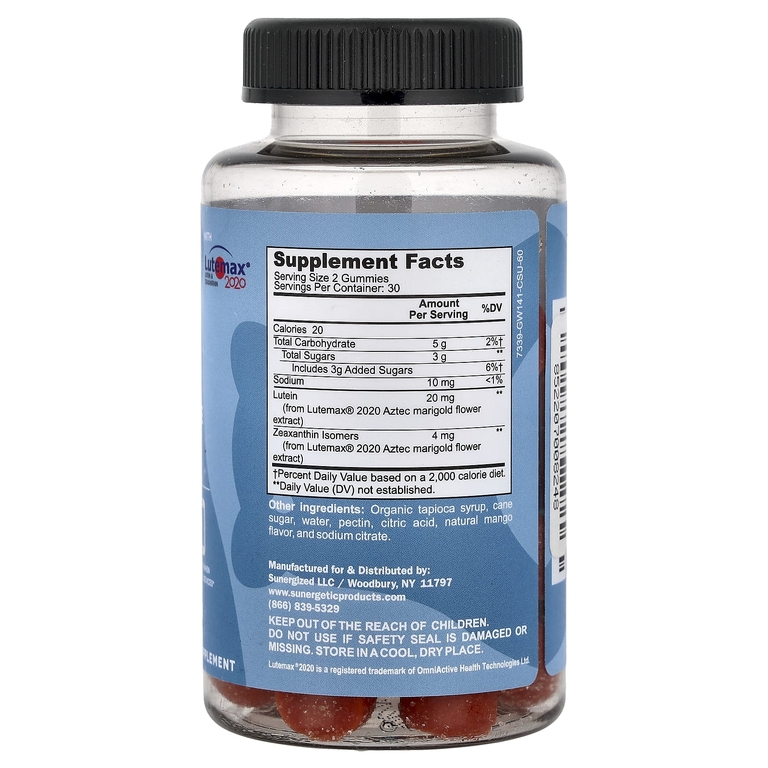 Sunergetic, Advanced Eye Gummies, манго, 60 жевательных таблеток