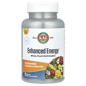 KAL, Enhanced Energy®, мультивитамины из цельных продуктов, без железа, 90 растительных таблеток