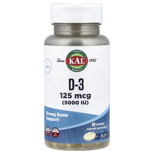 KAL, D-3, 125 мкг (5000 МЕ), 90 мягких таблеток