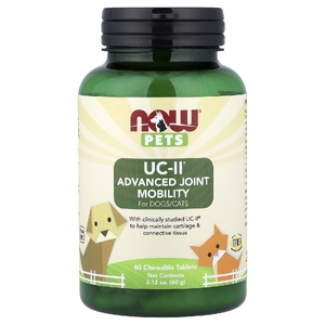 NOW Foods, Pets, UC-II®, улучшенная подвижность суставов для собак и кошек, 60 жевательных таблеток, 60 г (2,12 унции)