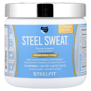 SteelFit, Steel Sweat™, катализатор метаболизма и энергия, со вкусом клубники и манго, 150 г (5,29 унции)