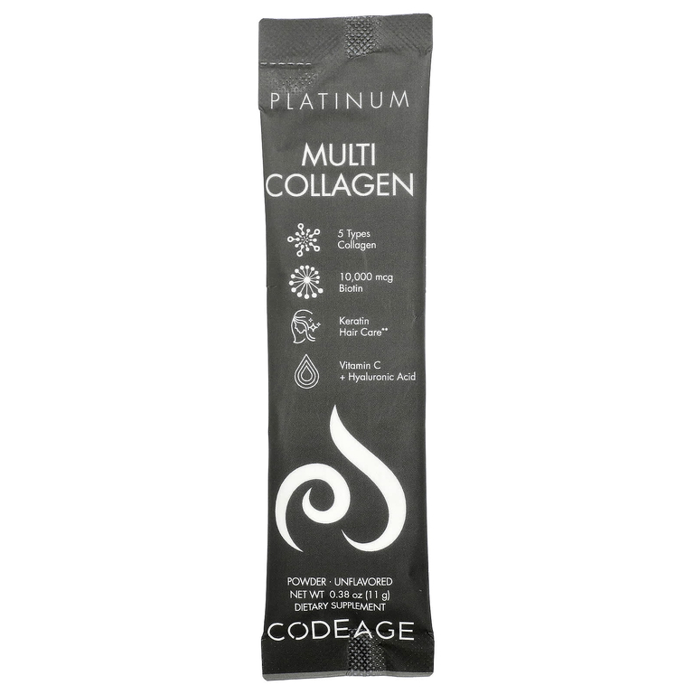 Codeage, Platinum, мультиколлагеновые пептиды, без добавок, 30 пакетиков по 11 г (0,38 унции)