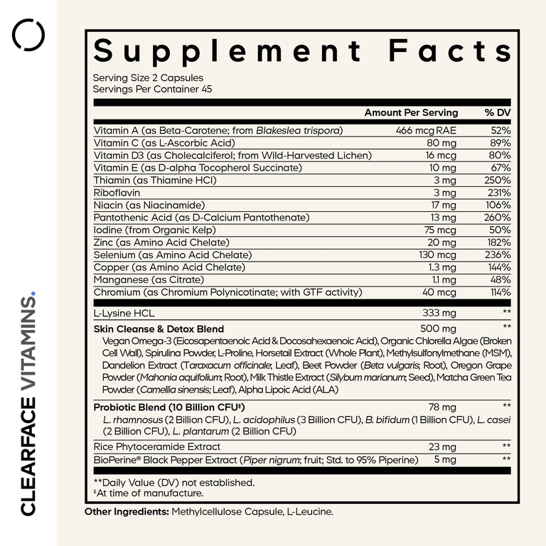 Codeage, Clearface Vitamins +, 90 растительных капсул