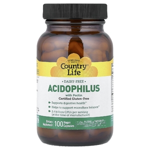 Country Life, Acidophilus с пектином, 100 веганских капсул