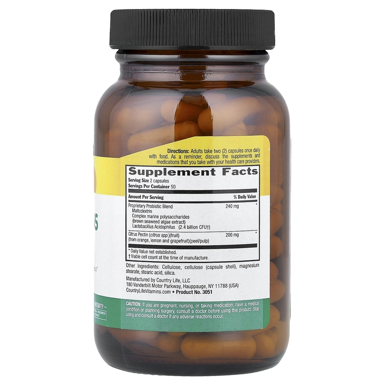 Country Life, Acidophilus с пектином, 100 веганских капсул