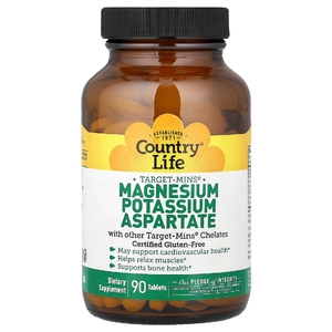 Country Life, Target-Mins®, магний, калий, аспартат, 90 таблеток