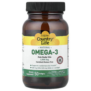 Country Life, Naturals Omega-3, 1000 мг, 50 мягких таблеток