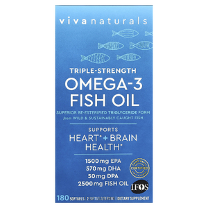 Viva Naturals, Рыбий жир с омега-3, 2500 мг, 180 мягких капсул