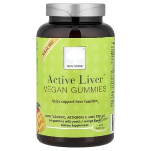 New Nordic, Active Liver™, веганские жевательные таблетки, со вкусом персика и манго, 60 жевательных таблеток