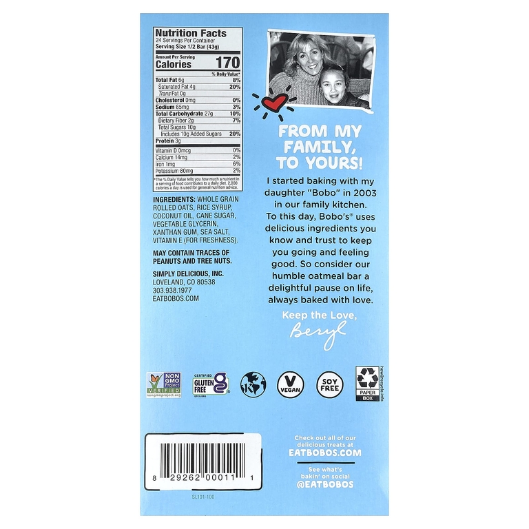 Bobo's Oat Bars, Оригинальные овсяные батончики, 12 батончиков, 85 г (3 унции) (Товар снят с продажи) 