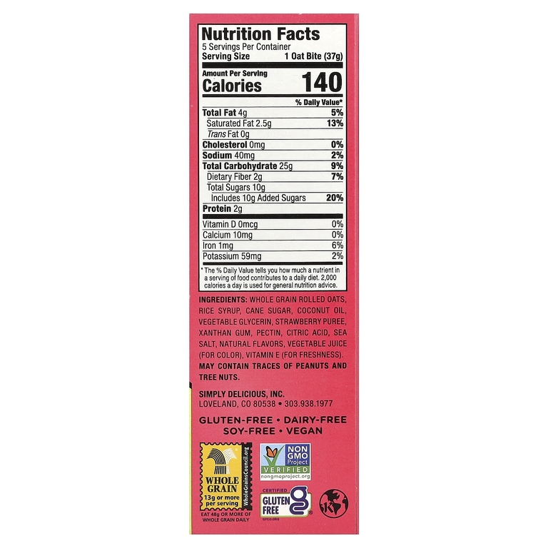 Bobo's Oat Bars, Овсяные кусочки с начинкой, клубника, 5 кусочков, по 37 г (1,3 унции)