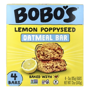 Bobo's Oat Bars, овсяный батончик, лимон и мак, 4 батончика по 85 г (3 унции)