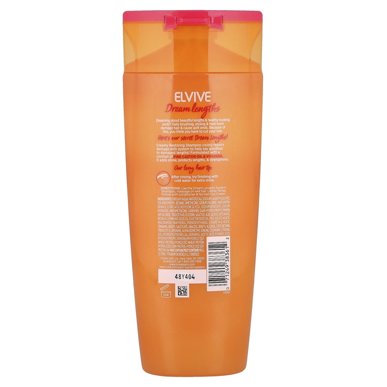 L'Oréal, Elvive, Dream Lengths, восстанавливающий шампунь, для длинных, поврежденных волос, 375 мл (12,6 жидк. Унции)