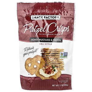 Snack Factory, хрустящие крендельки, с медом, горчицей и луком, деликатес, 204 г (7,2 унции)