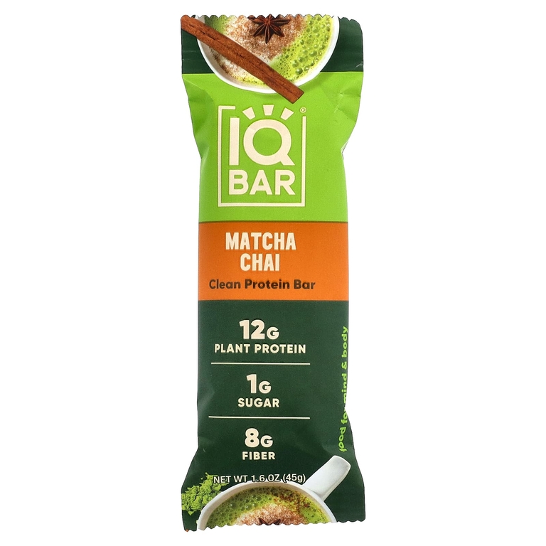IQBAR, Растительный протеиновый батончик, чай с чаем, 12 батончиков, 45 г (1,6 унции)