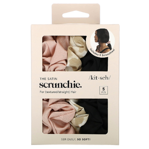 Kitsch, The Satin Scrunchie, для текстурированных и прямых волос, ассорти, 5 резинок для волос (Товар снят с продажи) 