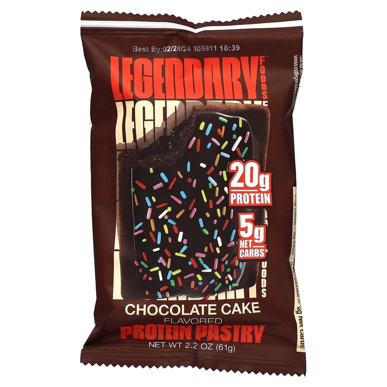 Legendary Foods, протеиновое пирожное, шоколадный торт, 10 шт. по 61 г (2,2 унции)