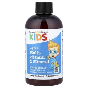 California Gold Nutrition, жидкие мультивитамины и минералы с кальцием, витаминами B12, C и D3 для детей, без спирта, натуральный вкус апельсин и манго, 237 мл (8 жидк. унций)