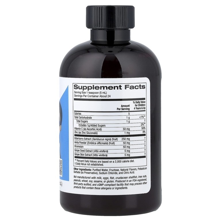 California Gold Nutrition, жидкое средство от аллергии с экстрактом бузины, витамином C, порошком амлы и бромелаином для детей, без спирта, виноград, 118 мл (4 жидк. унции)