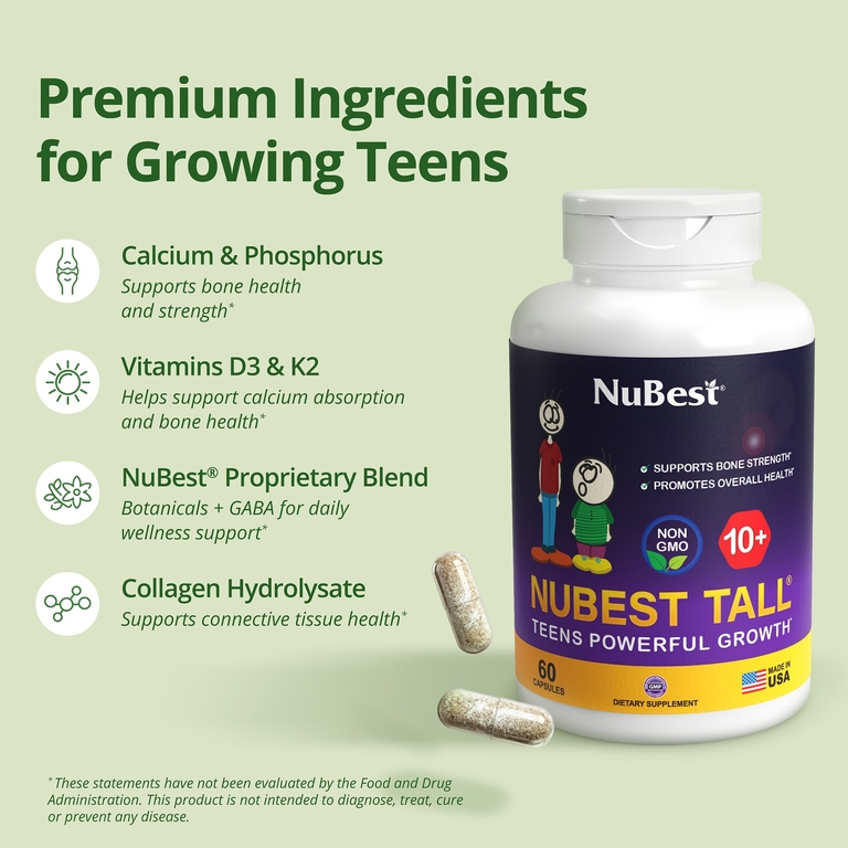 NuBest, Tall®, эффективная добавка для роста подростков, от 10 лет, 60 капсул