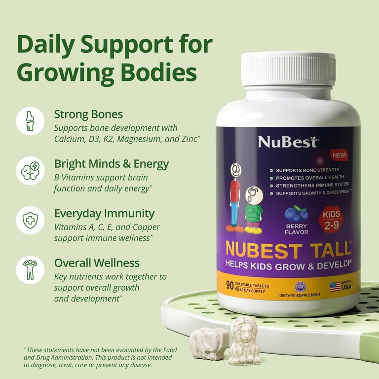 NuBest, Tall®, добавка для детей от 2 до 9 лет, с ягодным вкусом, 90 жевательных таблеток