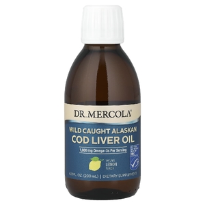 Dr. Mercola, жир из печени аляскинской трески дикого улова, натуральный лимонный вкус, 200 мл (6,8 жидк. унции)