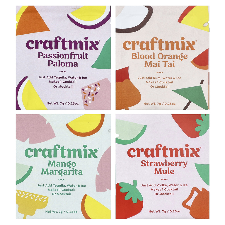 Craftmix, Пакетики для коктейлей, разнообразные, 12 пакетиков, 84 г (2,96 унции)