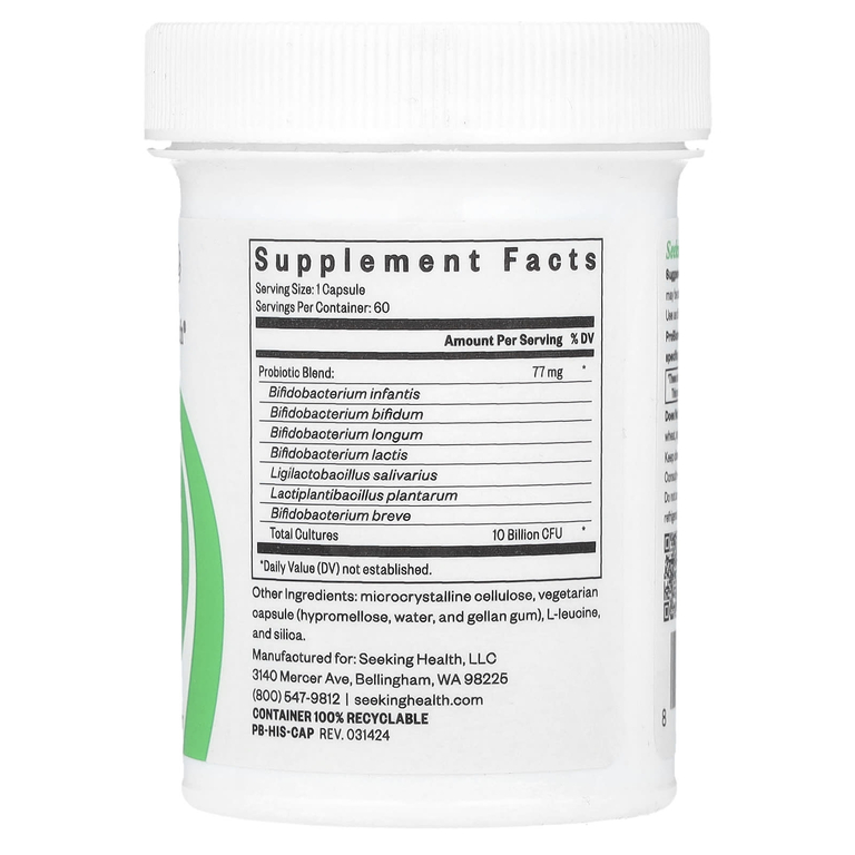 Seeking Health, ProBiota HistaminX, пробиотики, 10 млрд КОЕ, 60 вегетарианских капсул