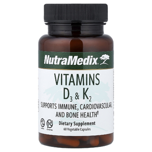 NutraMedix, витамины D3 и К2, 60 растительных капсул