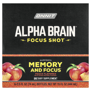 Onnit, Alpha BRAIN® Focus Shot, персик, 6 флаконов по 74 мл