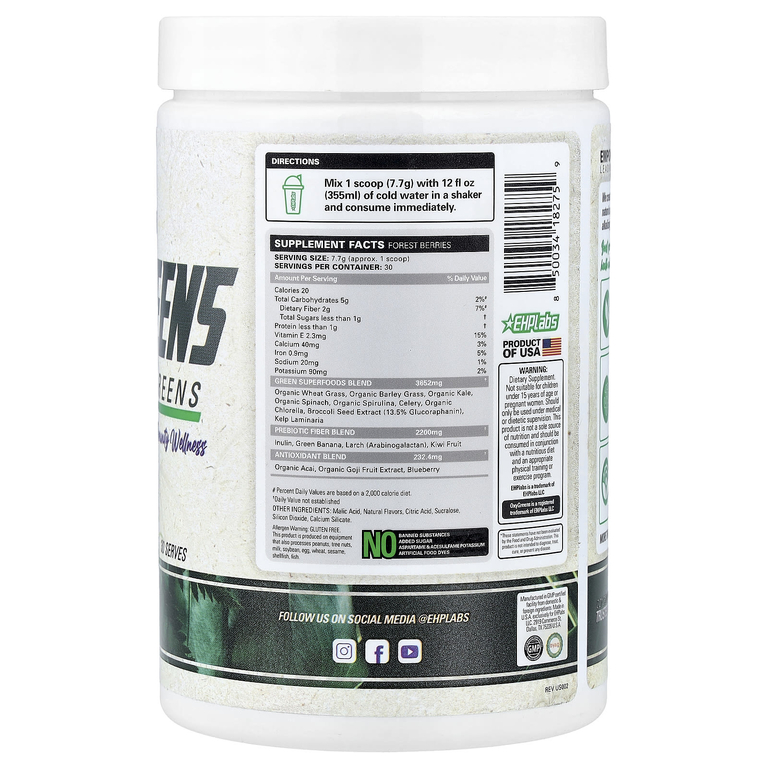 EHPlabs, OxyGreens, ежедневная суперзелень, со вкусом лесных ягод, 231 г (8,15 унции) (Товар снят с продажи) 