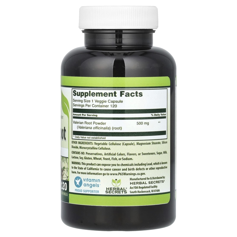 Herbal Secrets, Корень валерианы, 500 мг, 120 растительных капсул (Товар снят с продажи) 