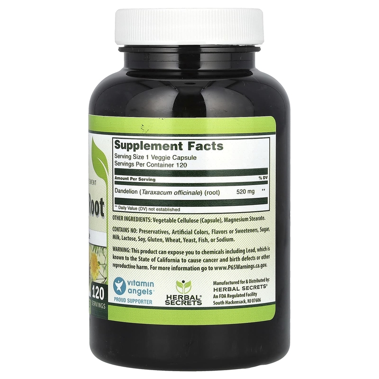 Herbal Secrets, Корень одуванчика, 520 мг, 120 растительных капсул (Товар снят с продажи) 