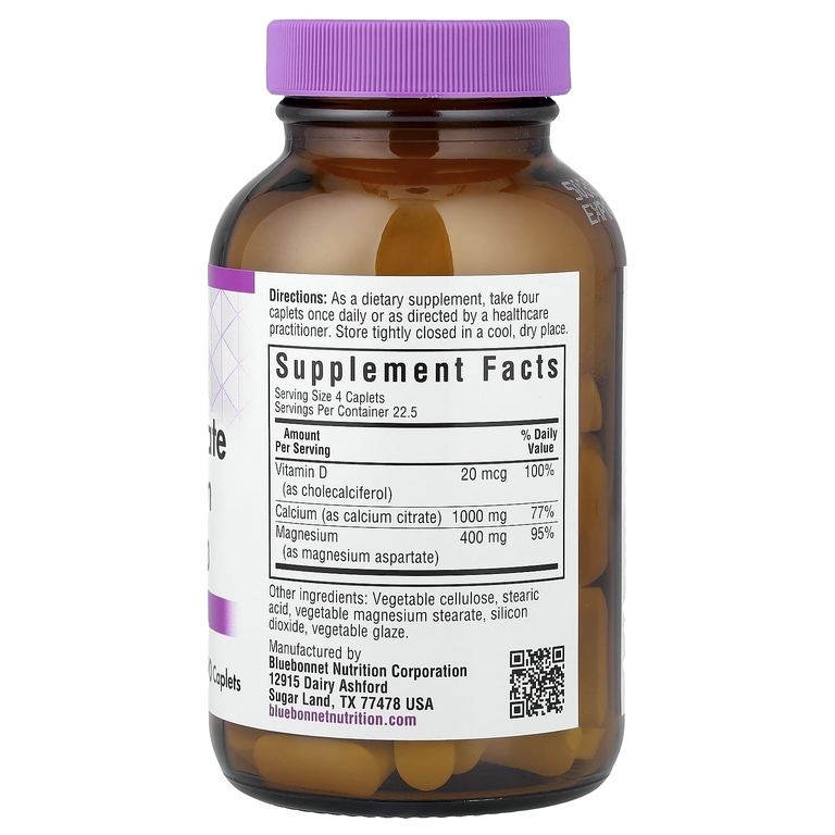 Bluebonnet Nutrition, Цитрат кальция, магний и витамин D3, 90 капсул