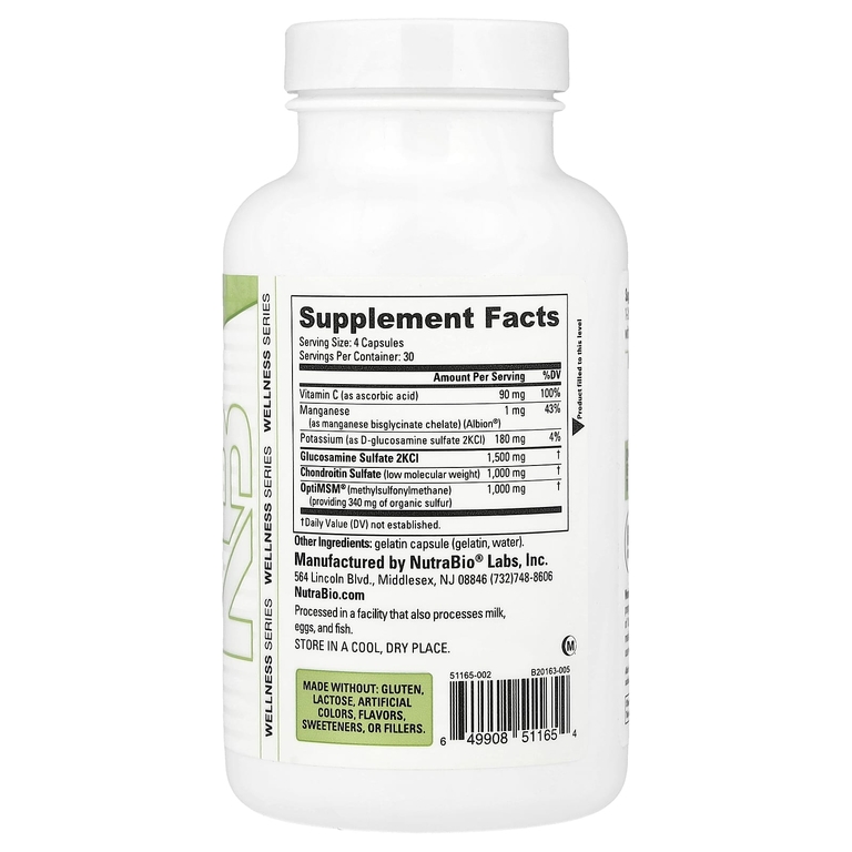 NutraBio, Глюкозамин, хондроитин и МСМ, 120 капсул