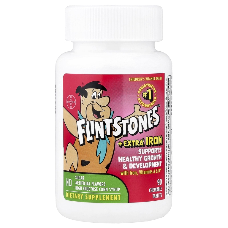 Flintstones, мультивитамины для детей, с дополнительным железом, 90 жевательных таблеток
