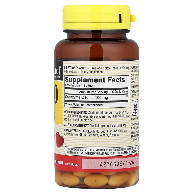 Mason Natural, Коэнзим Q10, 100 мг, 60 мягких таблеток (Товар снят с продажи) 