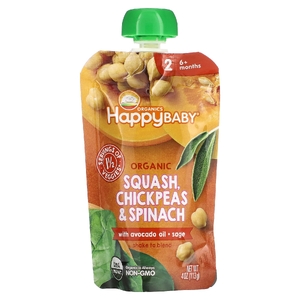 Happy Family Organics, Happy Baby®, органическая тыква, нут и шпинат, для детей от 6 месяцев, 113 г (4 унции) (Товар снят с продажи) 