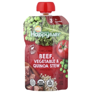 Happy Family Organics, Happy Baby®, органическая говядина, для детей от 7 месяцев, тушеные овощи и киноа, 99 г (3,5 унции)
